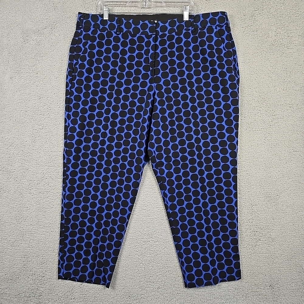Lane Bryant Women's Pants Blue Black Polka Dot Size 24 Stretch Zip